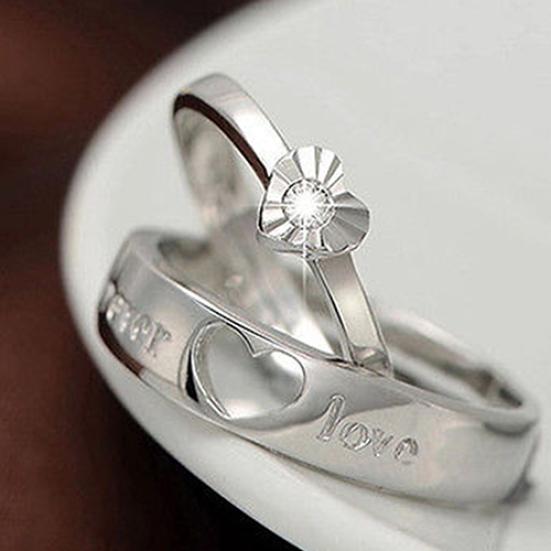 Позолоченное кольцо Forever Love с регулируемым цирконом в форме сердца для пары