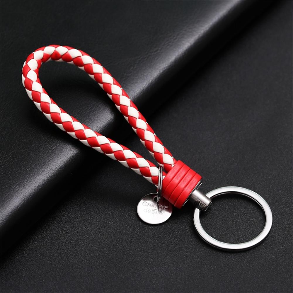 2Pcs Creative PU Leather Braided Rope Keychain Car Key Ring For Women Men Fashion Key Holder Accessories