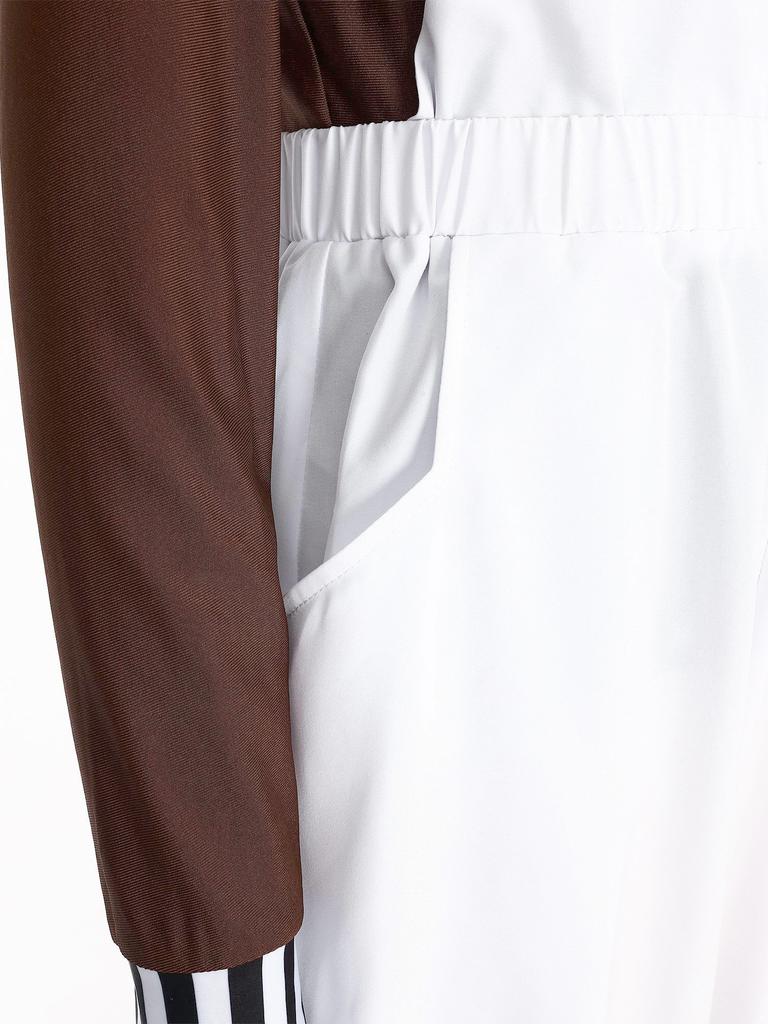 Complete Kids Boys Factory Worker Costume 2Pcs: Mock Neck Top with Back Zipper & Adjustable Cross Back Strap Striped Overalls