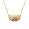 [Q6281] - Gold Plated Necklace 'Cléopatra' Golden Labradorite (sun) - 25x14 Mm
