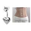 Sexy Pendant Belly Button Ring Stainless Steel Inlaid Zircon Letter Navel Nail For Women Girls Body Piercing Jewelry