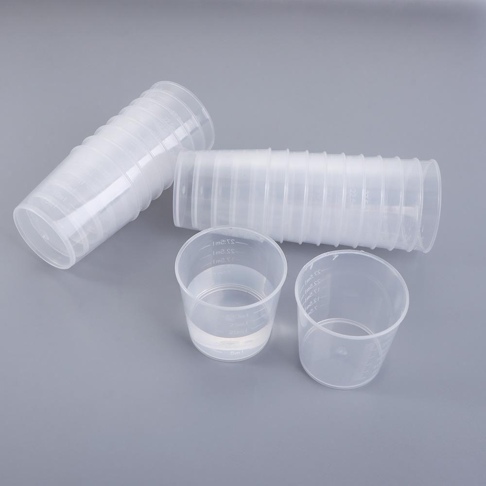 Paint Medicine Pills Plastic Transparent Graduated Cups Measuring Tool Container Scale Cups