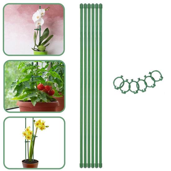 6 шт./12 шт. колья для поддержки растений с кольцами цветочные композиции для выращивания овощей зеленые палочки для поддержки растений садовые принадлежности