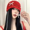 Корейский сладкий жемчужный бант ремешок дизайн красные шапки шапки для женщин лето и осень путешествия универсальные ретро полые пуловеры шапки
