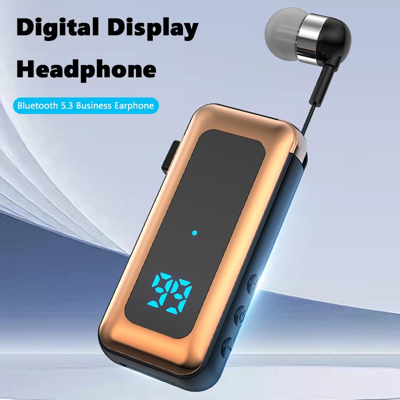 VAORLO Бизнес-наушники с зажимом для TF-карты, играющие по Bluetooth 5,4, с шумоподавлением, HD-наушники с цифровым дисплеем и микрофоном, гарнитура