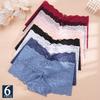 6Pcs/Set Women Panties Hollow Out Lace Mid Waist Elastic See-through Star Lace Four Cornered Pants Women Underpants
