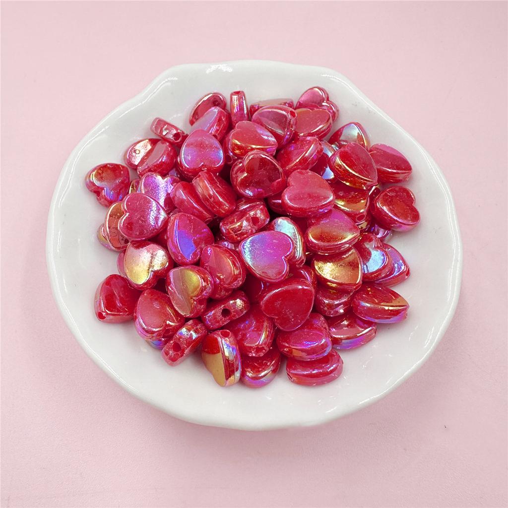 100Pcs DIY For Jewelry Making Heart Acrylic Beads AB Color Wholesale Pendant Necklace Bracelet