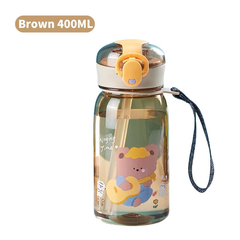 400/650ML Free BPA Leakproof Water Bottle Kids Water Cup Creative Cartoon Cup with Straw Portable Plastic Water Cup for Children