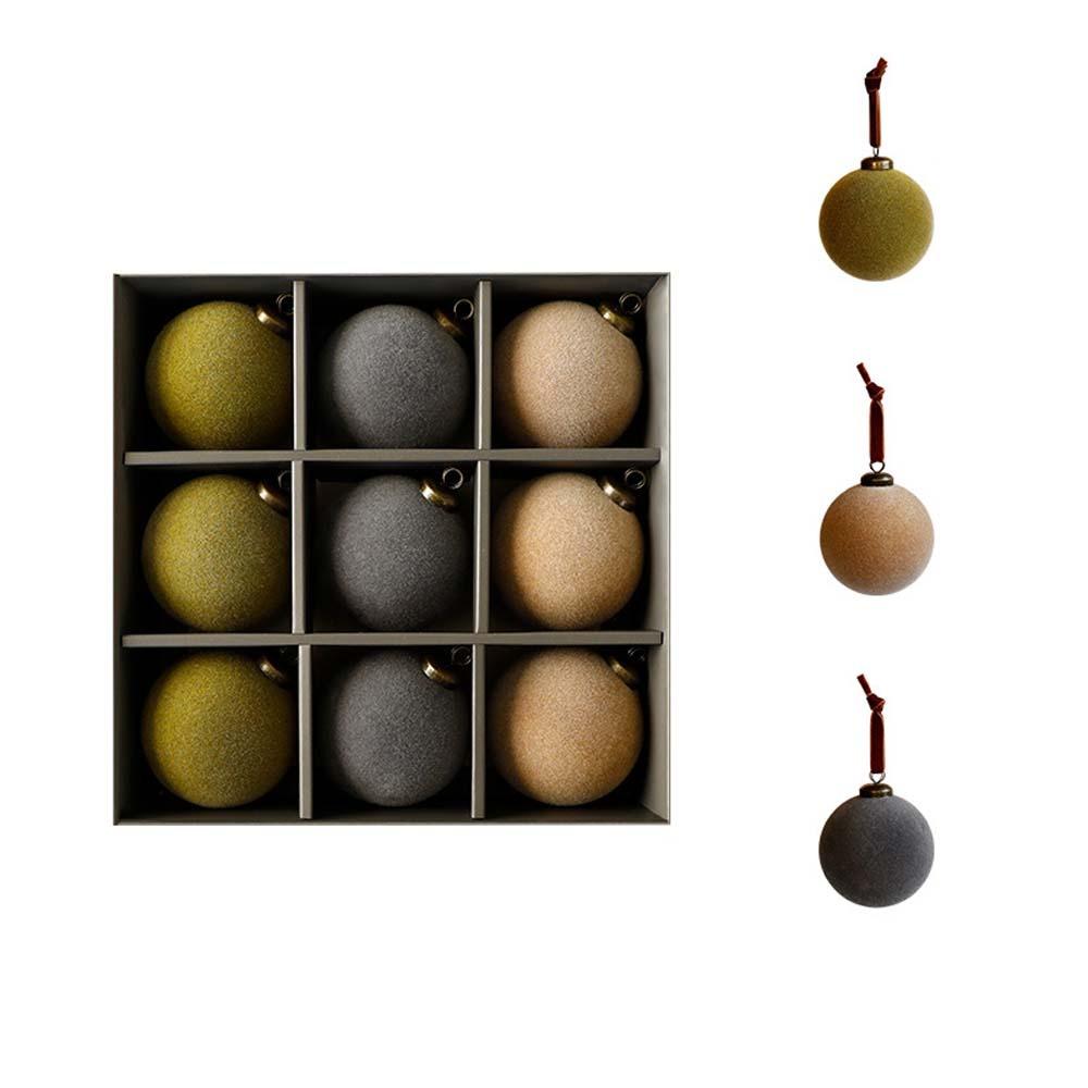 9pcs 8cm Velvet Christmas Ball Pendant Shatterproof Flocking Christmas Hanging Balls Reusable Xmas Tree Ornaments Party Favors