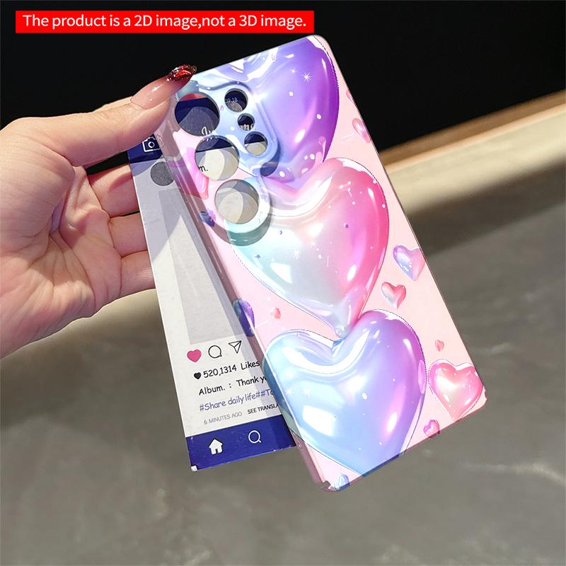 2DFlat Samsung phone case Glowing Pastel Hearts Phone Case Applicable to Galaxy S22 S23 S24 S25ULTRA S26 A12 A13 A14 A15 A16