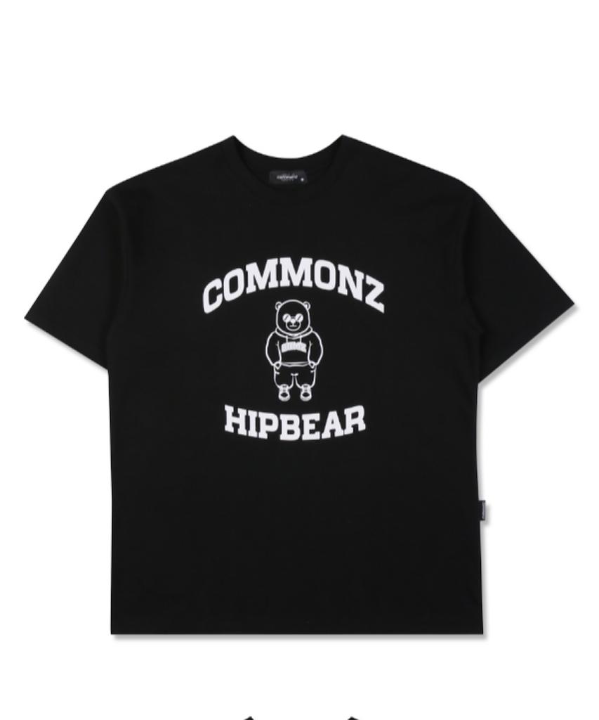COMMONZ Короткая футболка с принтом Медведь для тренировок_Черная