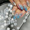 50/100pcs Iridescent Ice Clear Snowflake Nail Charms 5/7/9mm Winter Christmas Snowflake Nail Rhinestones Resin Flatback Nail Gem