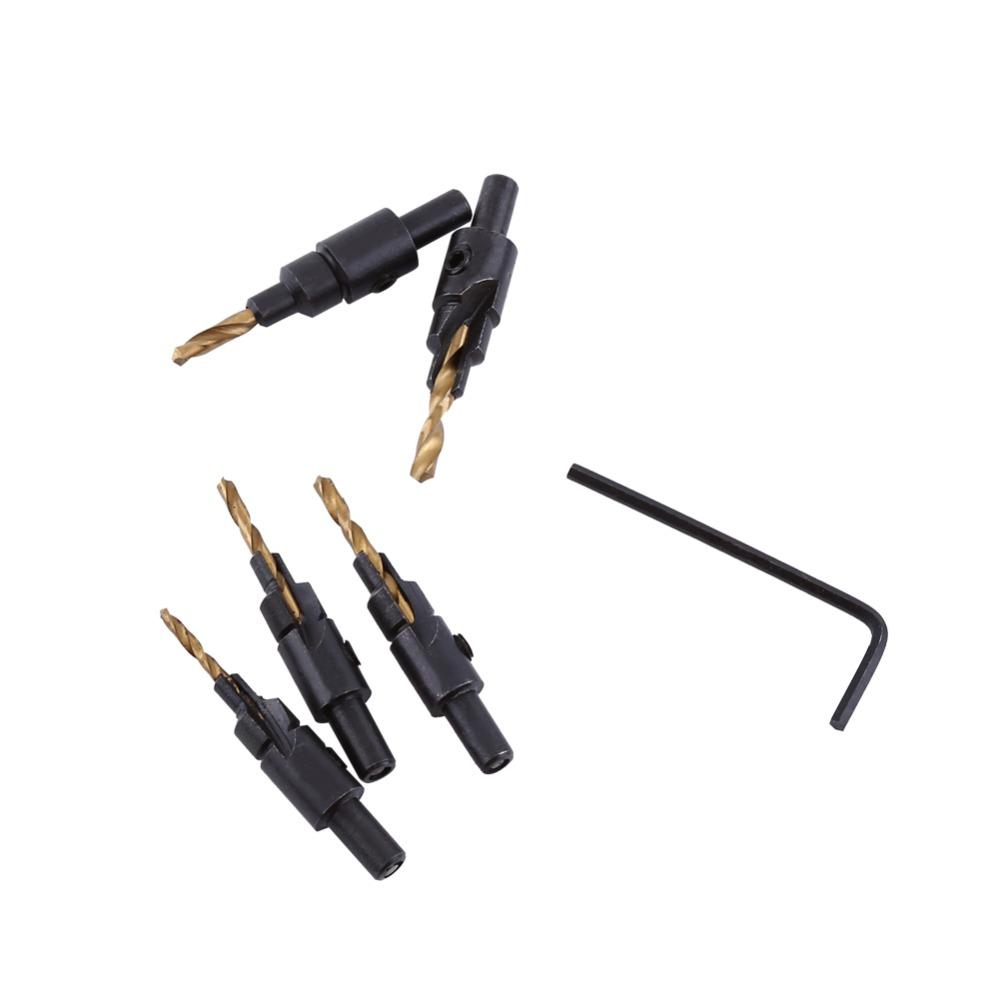 6PCS HSS Steel 4241 Counterbore Drill Bit Kit Woodworking Drill Bit Set Woodworking Use
