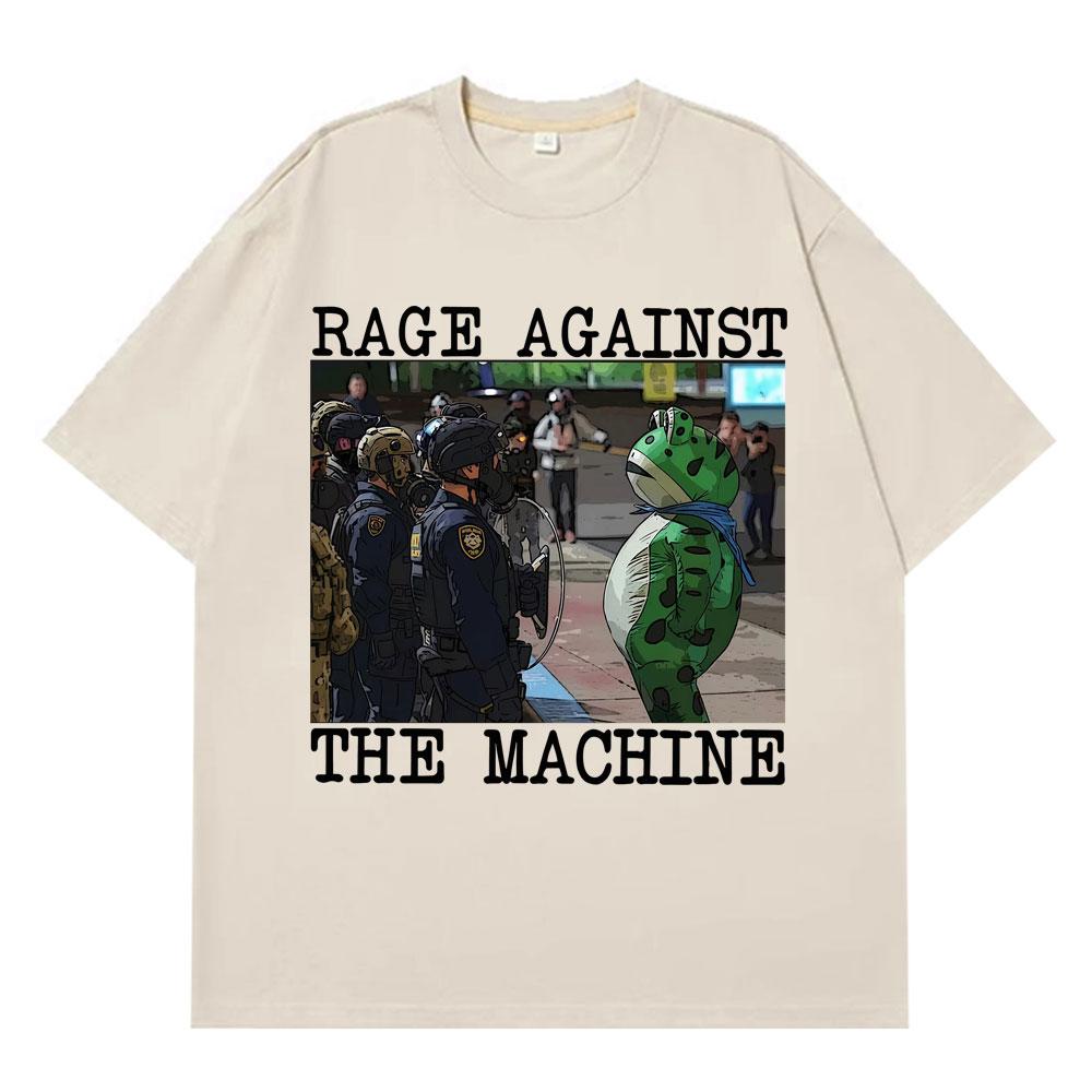 Portland Frog Protest Meme Frog Viral Meme Tshirt Mens Women 100 Cotton Hiphop Tshirts Shortsleeved Casual Loose Tshirts