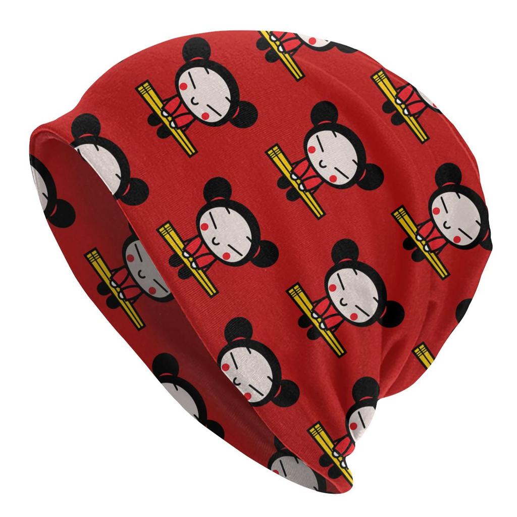 Женская шапка-бини с напуском в стиле аниме Pucca, унисекс, с персонажами мультфильмов, модные вязаные шапочки Skullies, шапка для зимних лыж