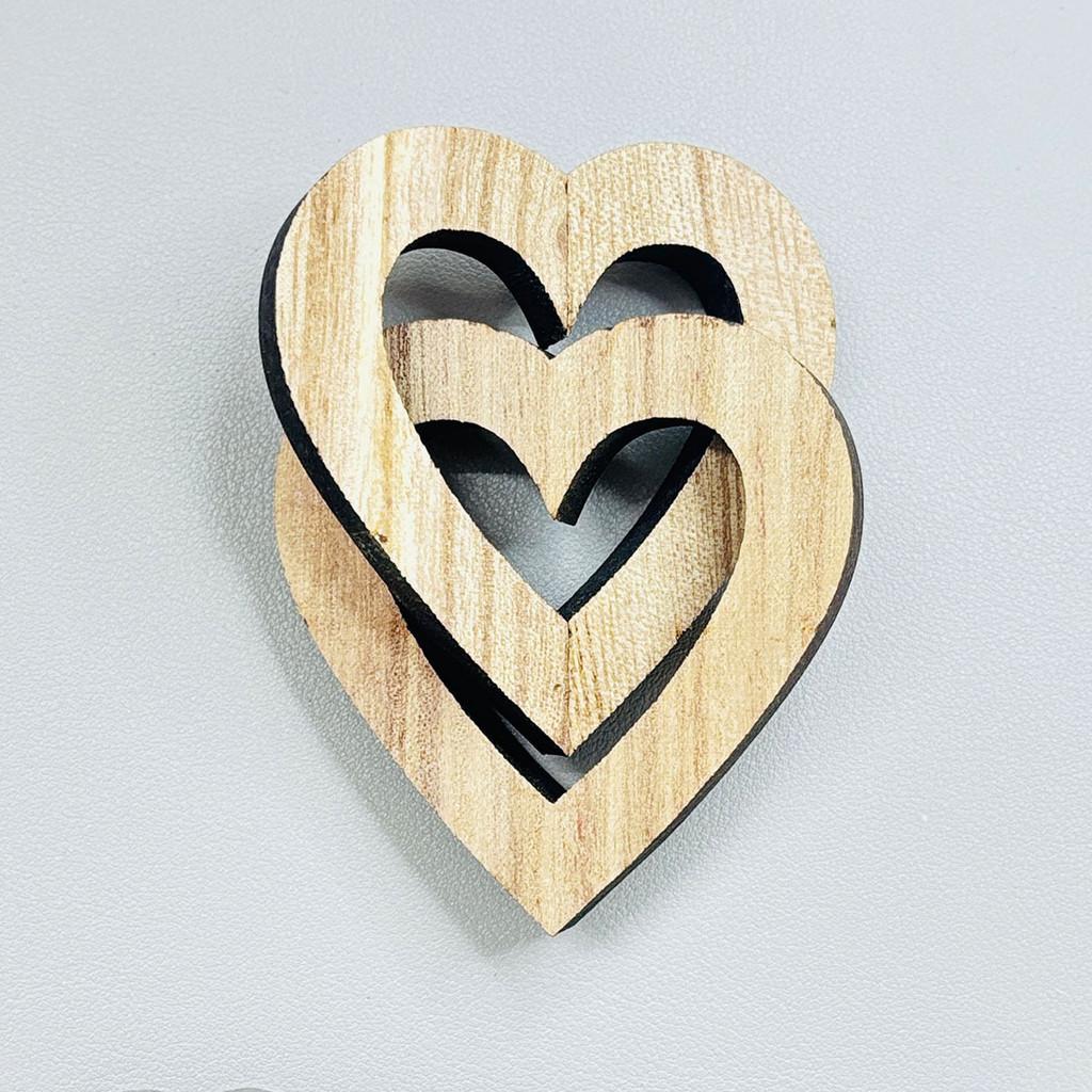 Wooden Intertwined Double Hearts Ornament Memorial Gift Keepsake For Decoration