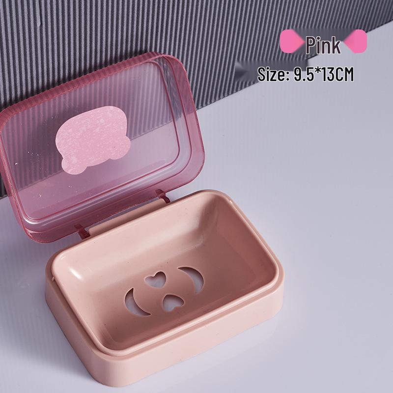Portable Transparent Soap Box with Draining Lid for Bathroom, Dormitory, or Shower