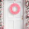 Faux Spruce Christmas Wreath Unlit Pink/White Artificial Flocked Xmas Wreath for Indoor Outdoor Winter Home Decor