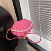 Shell Shaped Crossbody Bag Fashion Mini Shoulder Bag Womens Faux Pearl Chain Handbag