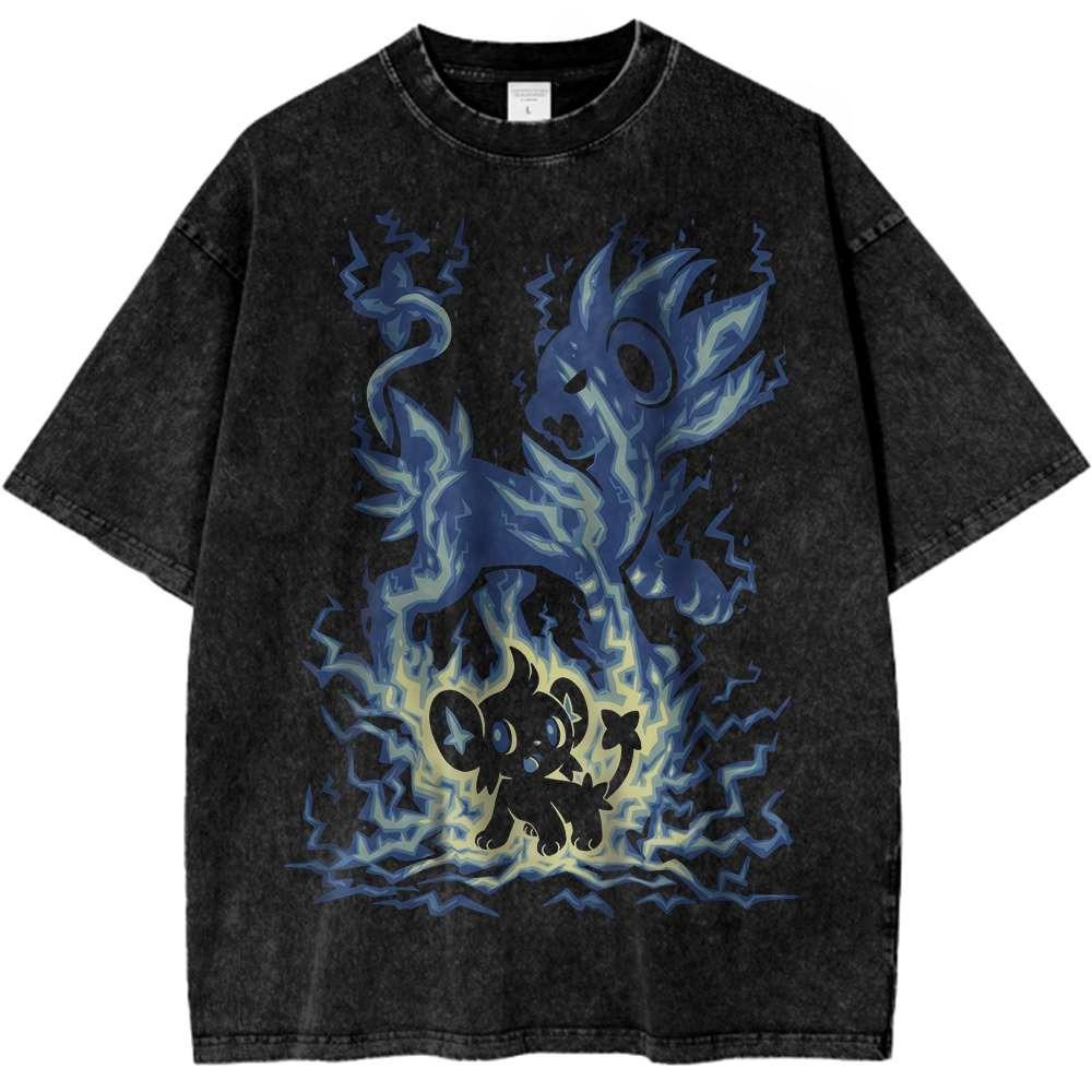 Shinx Luxray Pokemon Vintage Anime TShirt for Fans Mens 2026 Summer Fashion Tee Oversize Street Tops Harajuku Y2K Clothing