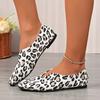 New Leopard Print Flat-soled Single Shoes for Women's Spring and Autumn New Casual Soft-soled Shallow-mouth Square Head Single Shoes