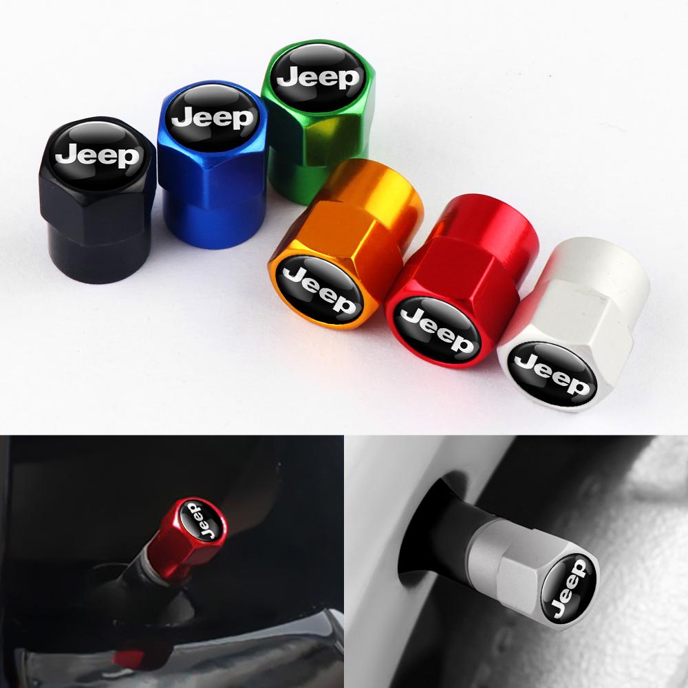 4Pcs/set Car Tire Valve Caps Mental Dust-proof Cover Decoration For JEEP Grand Cherokee Renegade Wrangler Compass Accessories JPYAX1