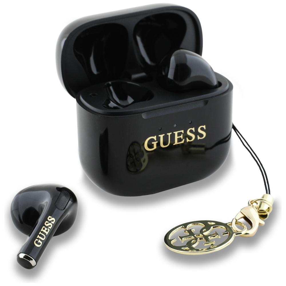 Tws Headphones Guess Glossy Effect        Printed Classic Logo & Charm Black