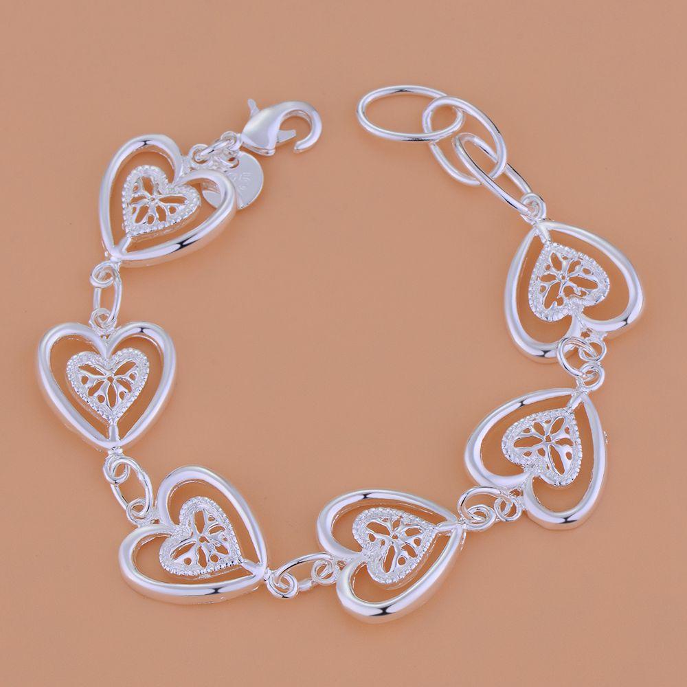 925 Silver Bracelet Heart High Quality Romance Chain For Woman Men Fashion Engagement Party Wedding Jewelry Gift