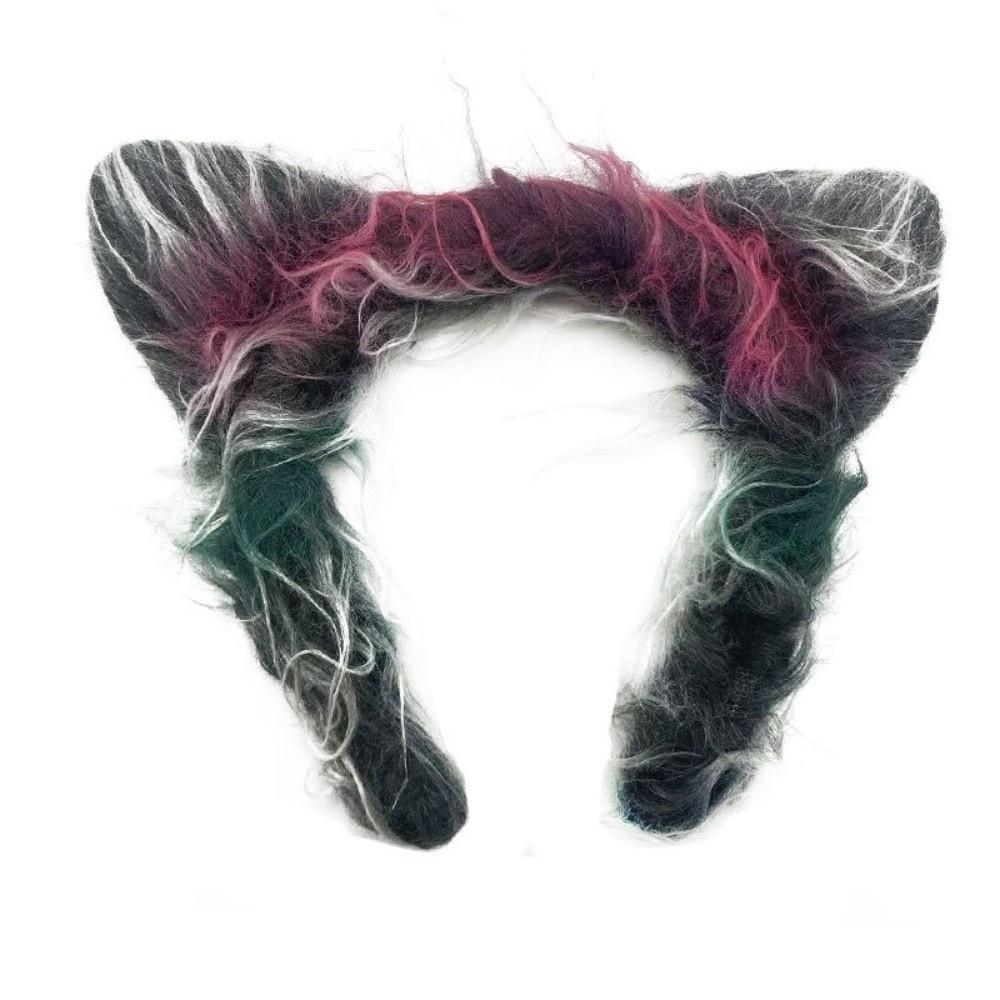4pcs/set Furry Wolf Ear Headband Faux Fur Plush Sleeve Cover Tail Kit Carnival