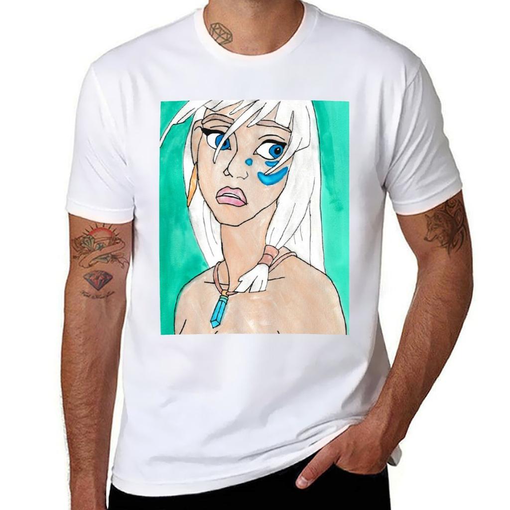 Kida Watercolor Portrait Tshirt Comfortable Workout Short Sleeve Shirt