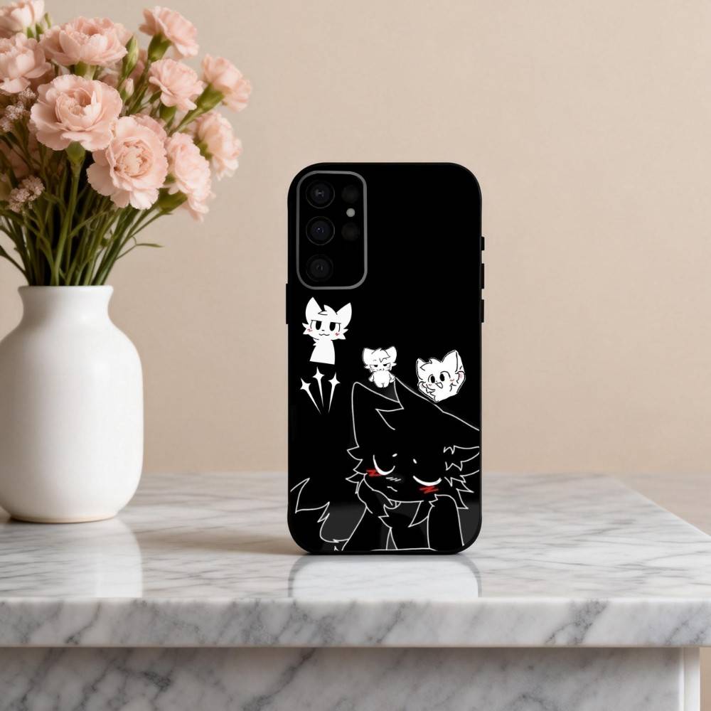 1 шт. C-Cute B-Boykisser -R Чехол для телефона Samsung S25,24,23,22,30,21,10,9,Ultra,Plus,Lite,FE,4,5 G Мягкий Черный Чехол
