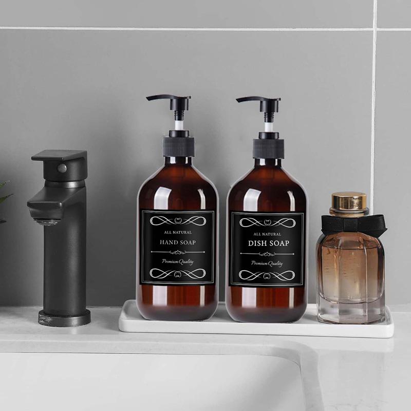 500 мл 2 упаковки ПЭТ-бутылки с дозатором-насосом Бутылка-дозатор для мыла Шампунь-лосьон Бутылка-насос для душа Контейнер для жидкости с 6 водонепроницаемыми этикетками