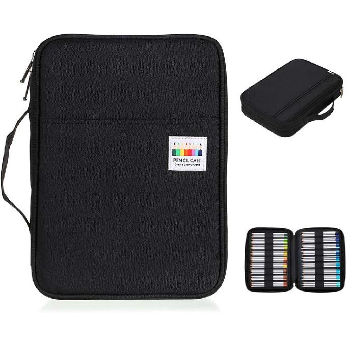 BTSKY Портативный пенал для цветных карандашей - Органайзер для цветных карандашей Вмещает 166 карандашей или 112 гелевых ручек Большой вместимости Пенал на молнии Гелевые ручки