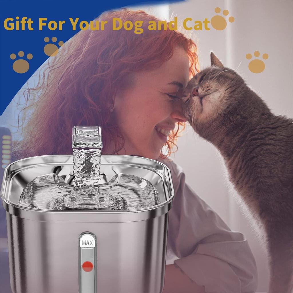 Sangelar 2,2 л умный диспенсер для воды для домашних животных из нержавеющей стали, полностью автоматический интеллект, множественная фильтрация, автоматическая рециркуляция
