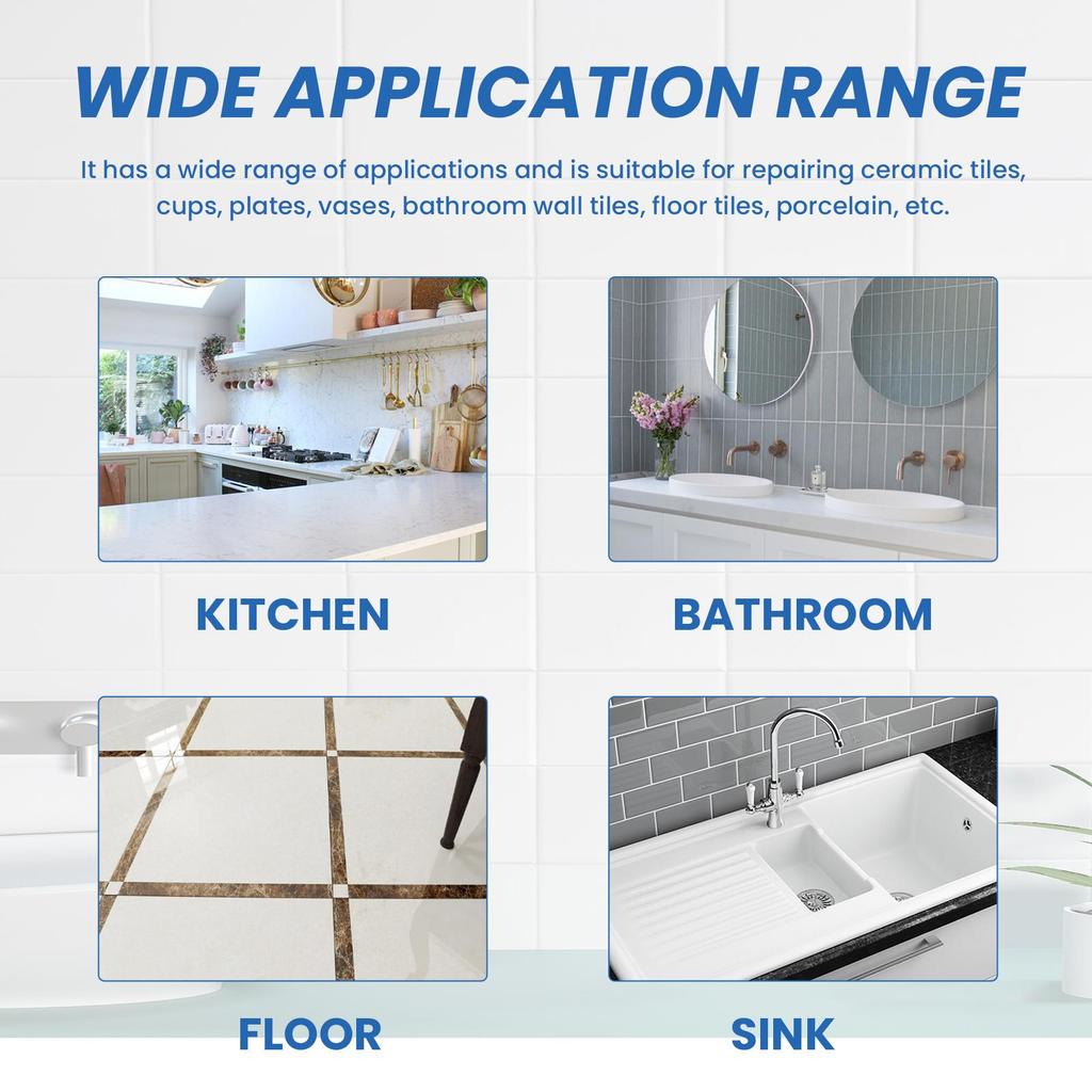 Jaysuing Водостойкий керамический клей для ремонта плитки, ванн и раковин - Устойчивый к плесени и эффективный на фарфоровых трещинах, отверстиях и царапинах