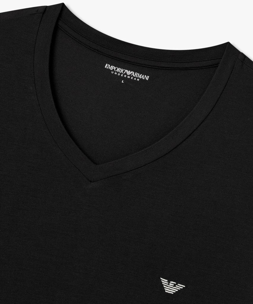EMPORIO ARMANI UNDERWEAR Мужская футболка для дома с V-образным вырезом из вискозы_Черный 0816135006