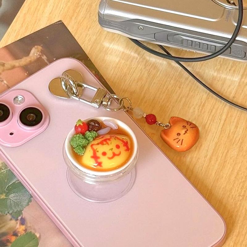 Милый оранжевый кот цепочка для мобильного телефона мультяшный котенок брелок сумка кулон анти-потеряшка шнурок ремешок для наушников камера цепочка подарок