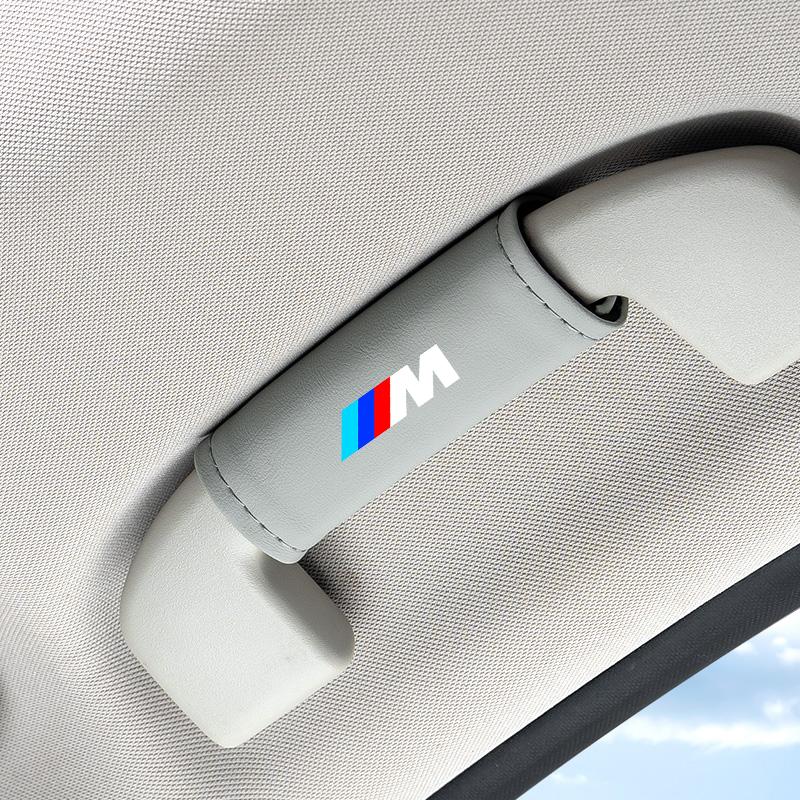 Car Roof Armrest Inner Door Pull Handle Protection Case Suede Cover For BMW M LOGO Leather1 3 5 7 Series X1 X3 X5 X6 M Sports HV0