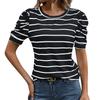 Женская модная повседневная футболка в полоску с короткими рукавами из баранины