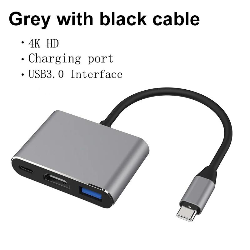 3 в 1 USB C - HDMI-совместимый адаптер USB 3.1 концентратор Type C зарядный конвертер для Samsung S23 Ultra Huawei Xiaomi ноутбук Macbook