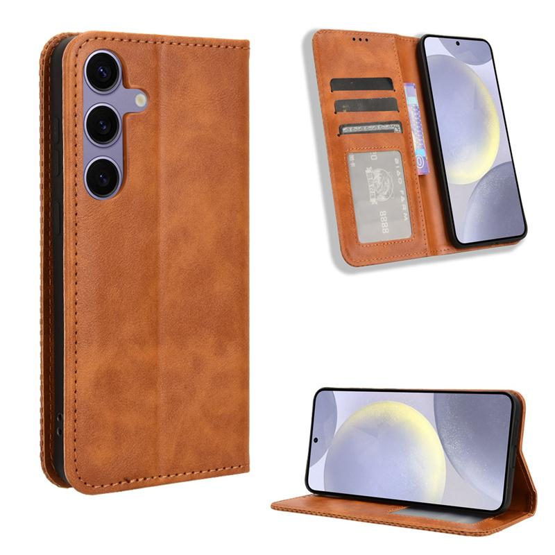 For Samsung Galaxy S24 S24 Plus Leather Retro Self-attaching Phone Case Of Galaxy S24 Ultra Case Flip Magnetic Wallet Cover