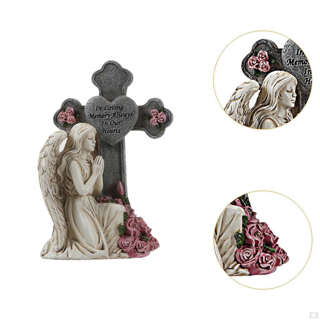 Angel Cross Figurine for Garden, Solar Light Decoration Outdoor