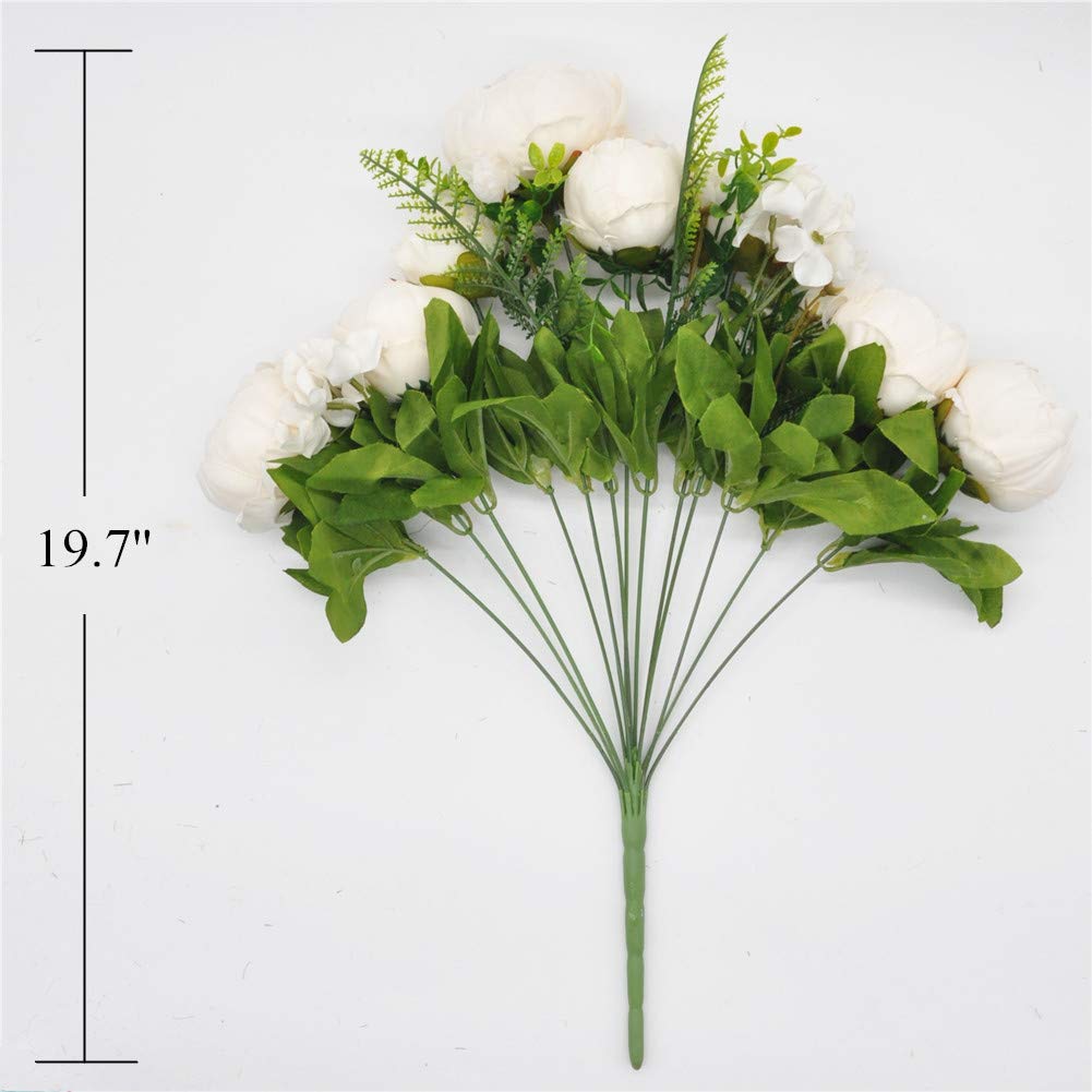 Creamy White simulation peony silk flower bouquet