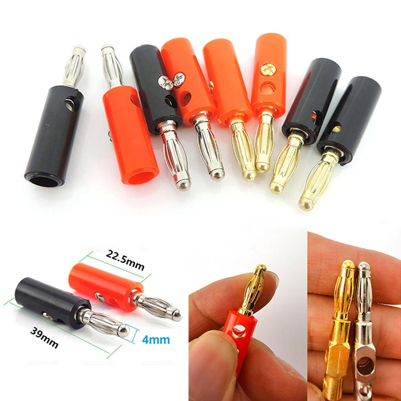 10Pcs Red Black 4mm Banana Plug Socket Connector Gold Plated / Nickel Plated 4mm Banana Male Female Binding Post Speaker Cable