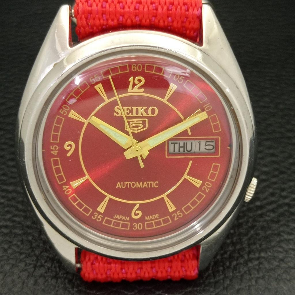 Б/У винтажные мужские часы SEIKO 5 AUTOMATIC 7009A из Японии с красным циферблатом a435029-2 R122-a435029