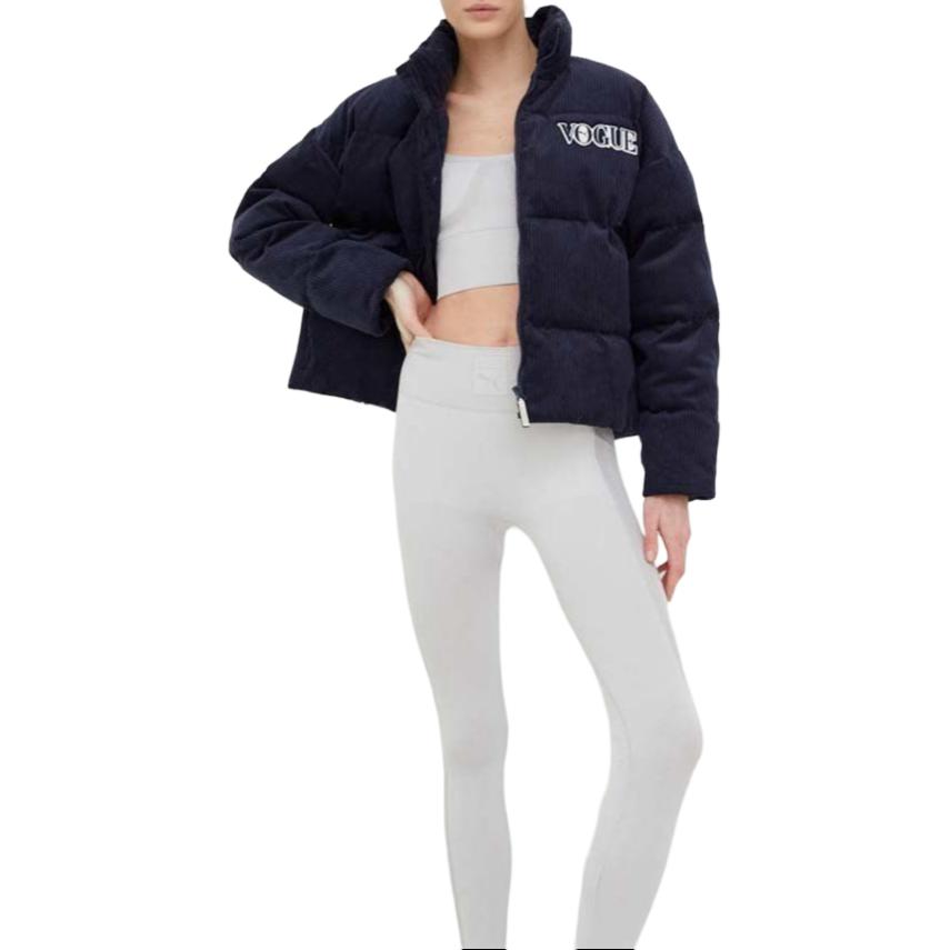 Puma X Vogue Collaboration Solid Color Appliqué Stand Collar Jacket Women Jacket Navy-Blue 536696-43