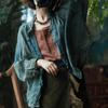 Luo Gu Ni Оригинальная Зеленая Пэчворк Хлопко-Льняная Обертывающая Юбка на Шнуровке