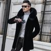 Мужское пальто из искусственного норкового бархата средней длины, кожаная куртка, утолщенная куртка с подкладкой из искусственного меха, хлопковое пальто