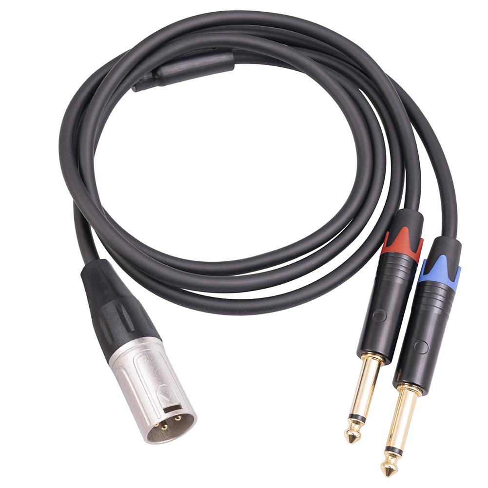 Professional Male 3pin XLR To Dual 6.35mm TS Mono Plug Cable Y Splitter Cable for Mic Mixer Amplifier Accessories