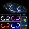 1 Комплект 12В 24В RGB Шестиугольные Ангельские Глазки Гало-Кольца Модификация Фары Автомобиль Мотоцикл Switchback Белый Дневной Ходовой Огонь + Янтарный Сигнал Поворота